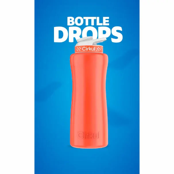 Limited Edition: 32oz. Neon Orange-Red Stainless Steel Bottle & Lid - Image 2