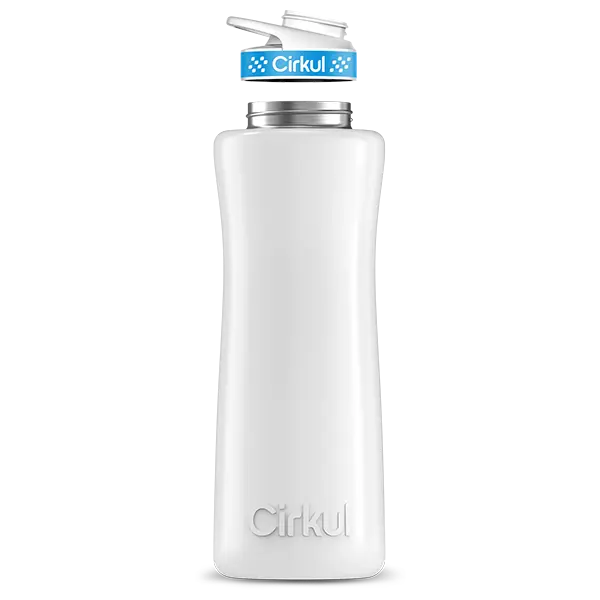 42oz. White Stainless Steel Bottle & Comfort Grip Lid